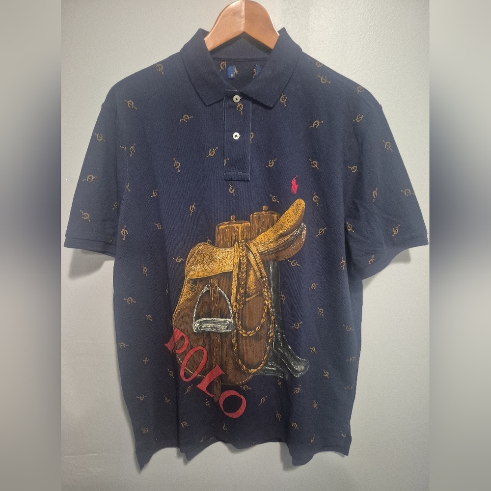 Polo Ralph Lauren Classic Fit Saddle-Print Mesh Polo Shirt - Picture 2 of 3